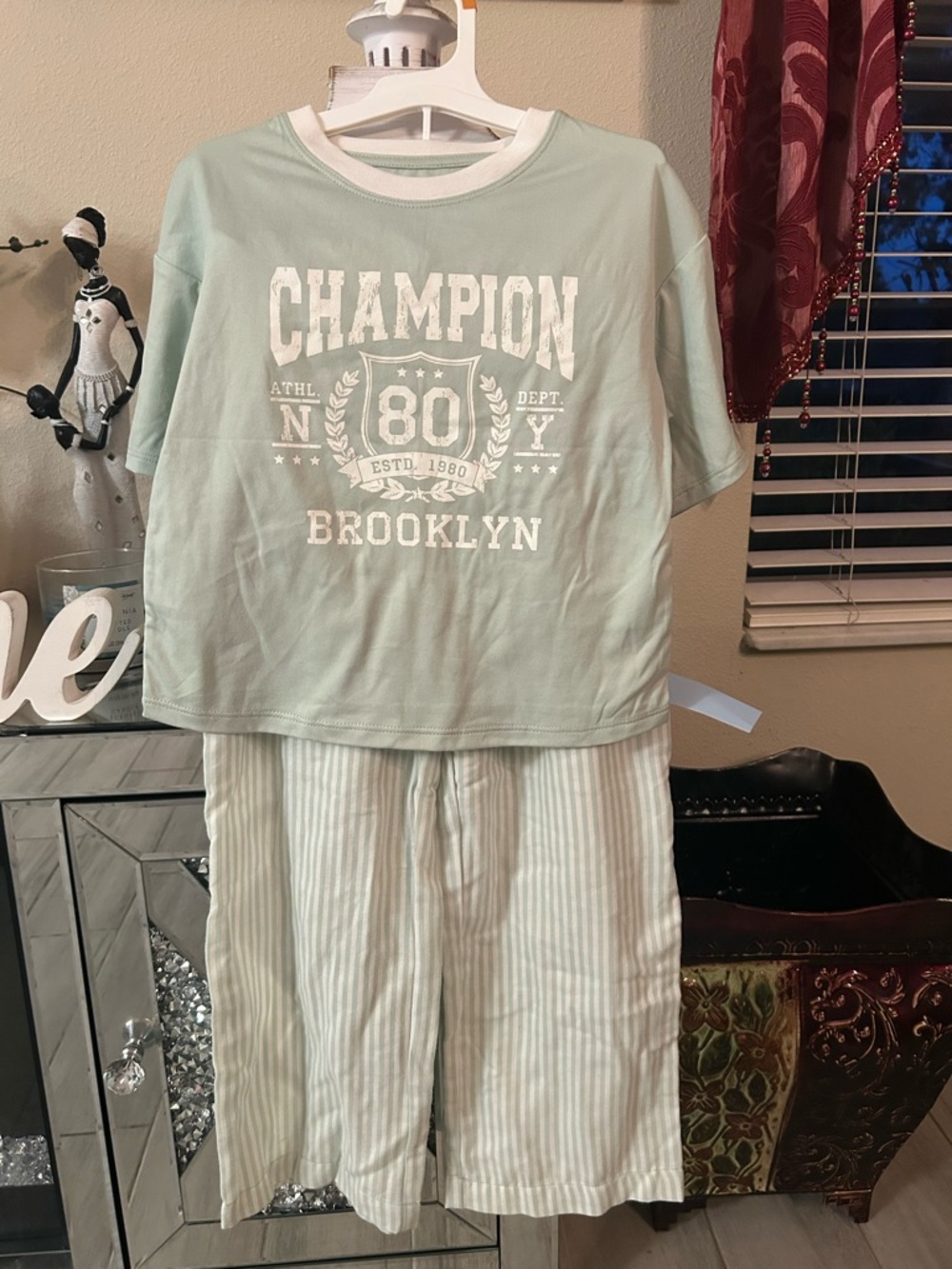 Art Class Kids Mint Green and White Pajama Set
